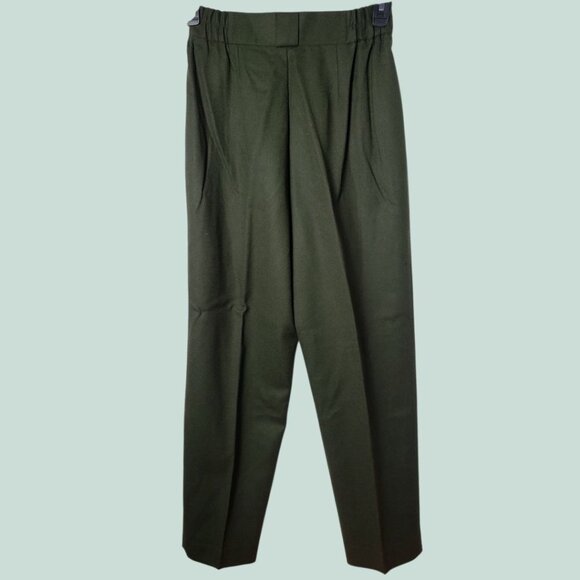 Donatio Martis Italy Mens High-Waisted Pleated Wool Trousers Olive Green 40 - Picture 3 of 16